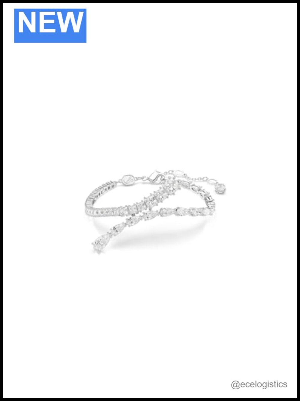 Swarovski Matrix Bracelet Mixed Cuts Rhodium Plated Lobster Closure